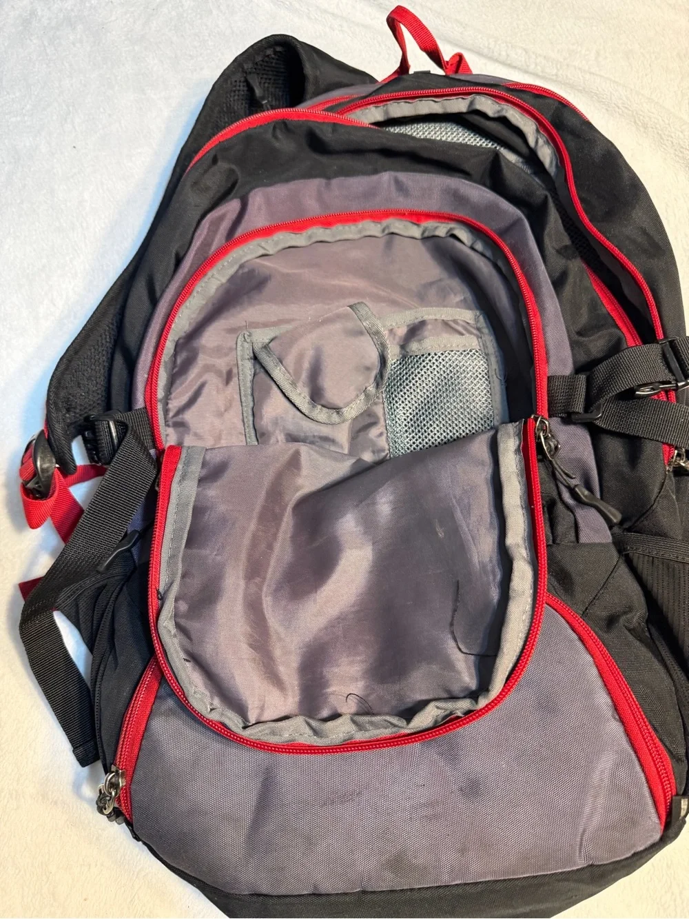 Ozark Trail Gray and Red Men's Backpack with Multiple Compartments